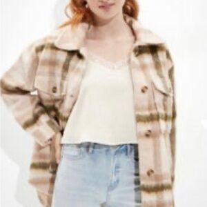 AMERICAN EAGLE | Faux Fur Plaid Shacket Sz XS